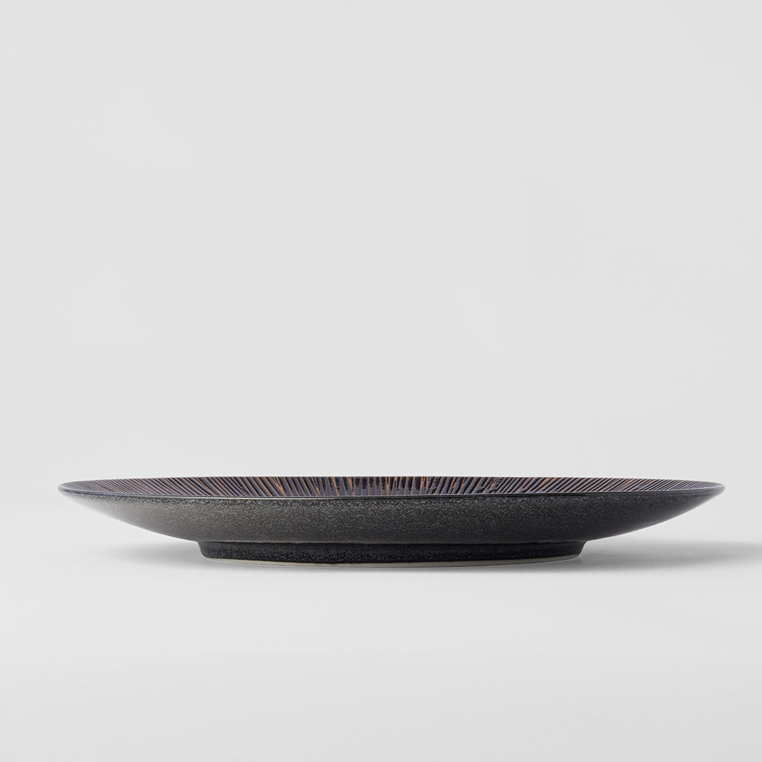 Plate 28cm Bronze Converging Line Glaze V637-C2457