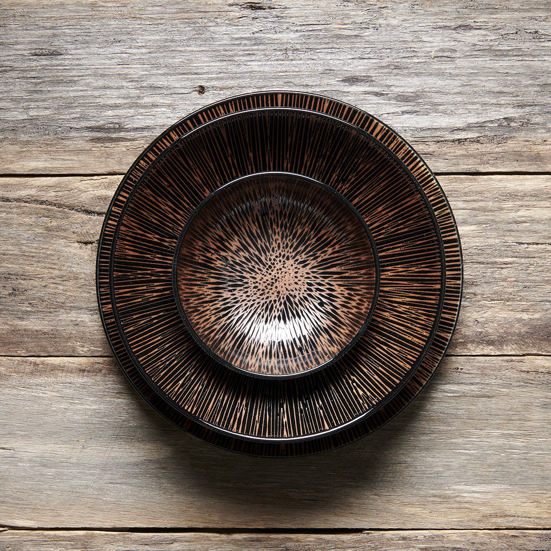 Plate 28cm Bronze Converging Line Glaze V637-C2457