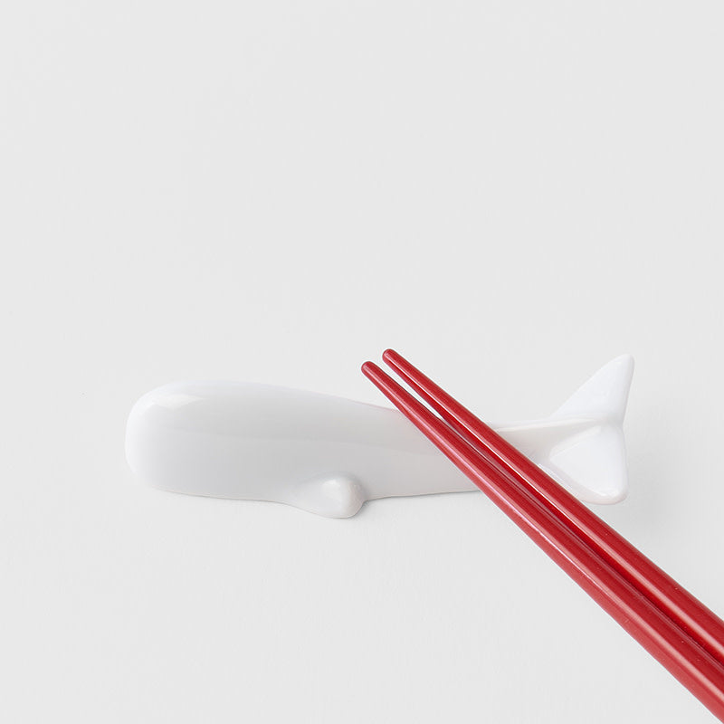 Chopstick Rest Pure White Glaze Whale V637-C2647