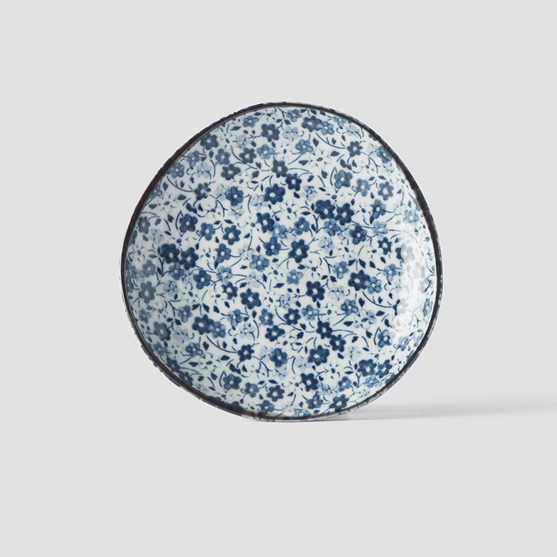 Saucer Organic Shape 12cm Blue Daisy Glaze V637-C2795