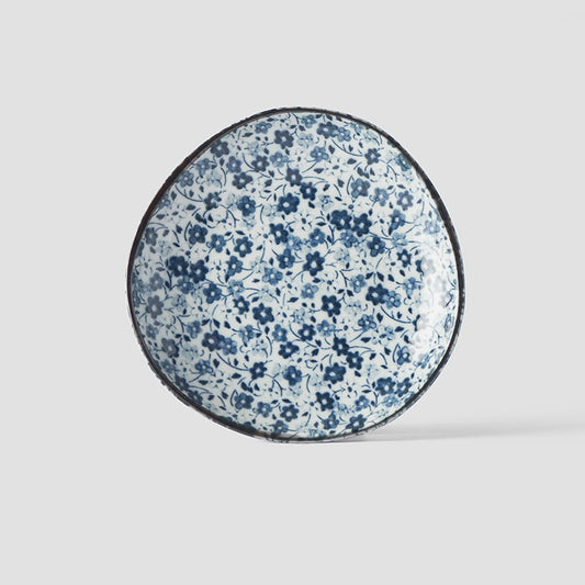 Saucer Organic Shape 12cm Blue Daisy Glaze V637-C2795
