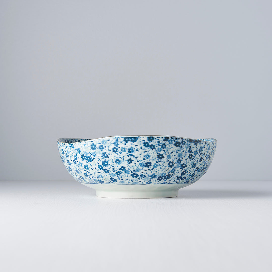 Bowl Organic Shape 20cm Blue Daisy Glaze V637-C2797