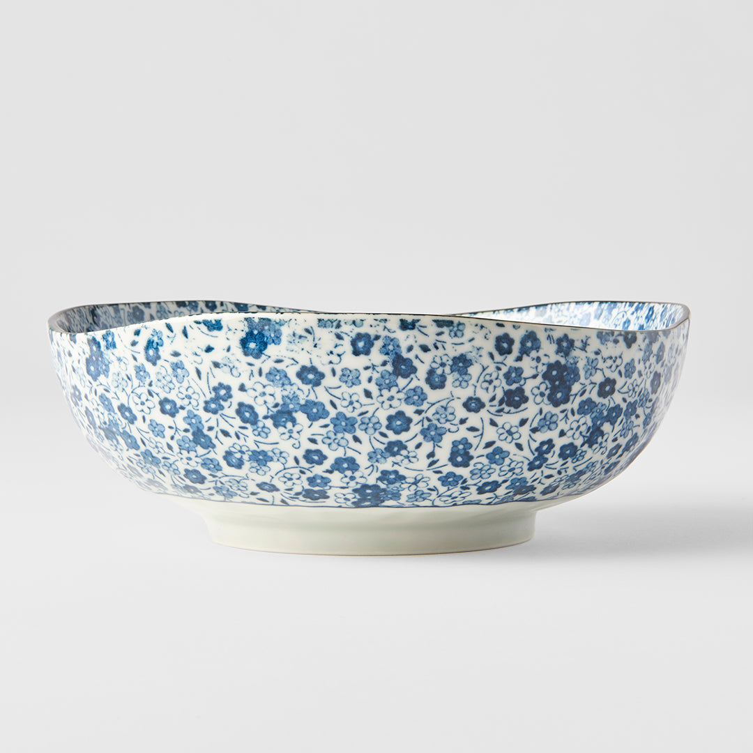 Bowl Organic Shape 20cm Blue Daisy Glaze V637-C2797