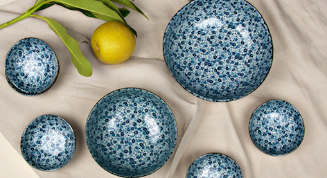 Bowl Organic 16.5cm Blue Daisy Glaze V637-C2798