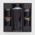 Sake Set 5pcs Tenmokku With Bright Blue Glaze V637-C2825