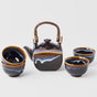 Tea Set 5pcs Tenmokku Bright Blue Glaze V637-C2826