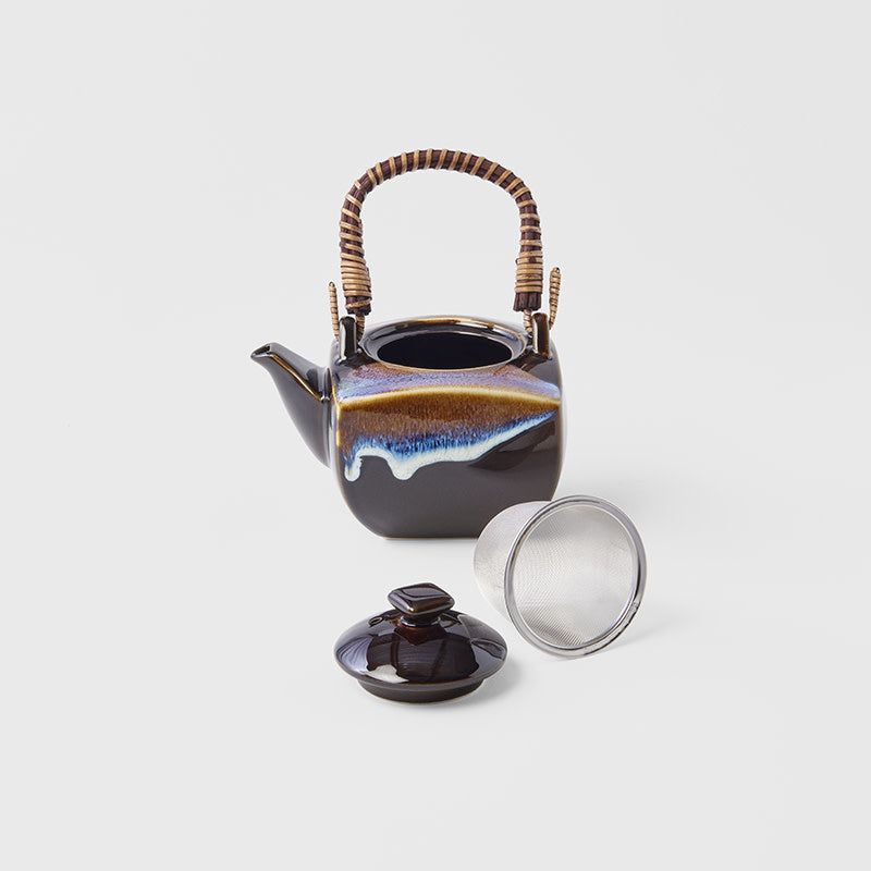 Tea Set 5pcs Tenmokku Bright Blue Glaze V637-C2826