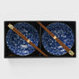 Bowl Set 2pcs with Chopsticks Indigo Dragonfly Design V637-C2828