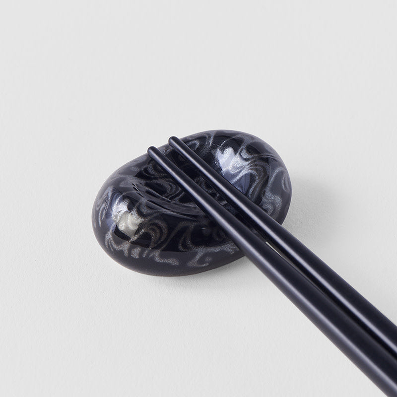 Chopstick Rest River Pebble Water Swirl Black Glaze V637-C2860