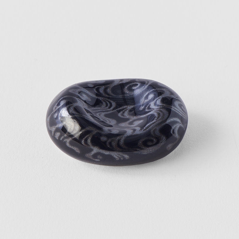 Chopstick Rest River Pebble Water Swirl Black Glaze V637-C2860