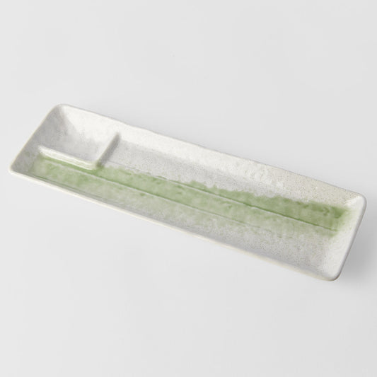 Dumpling Plate 33cm Green Brushstroke V637-C2867
