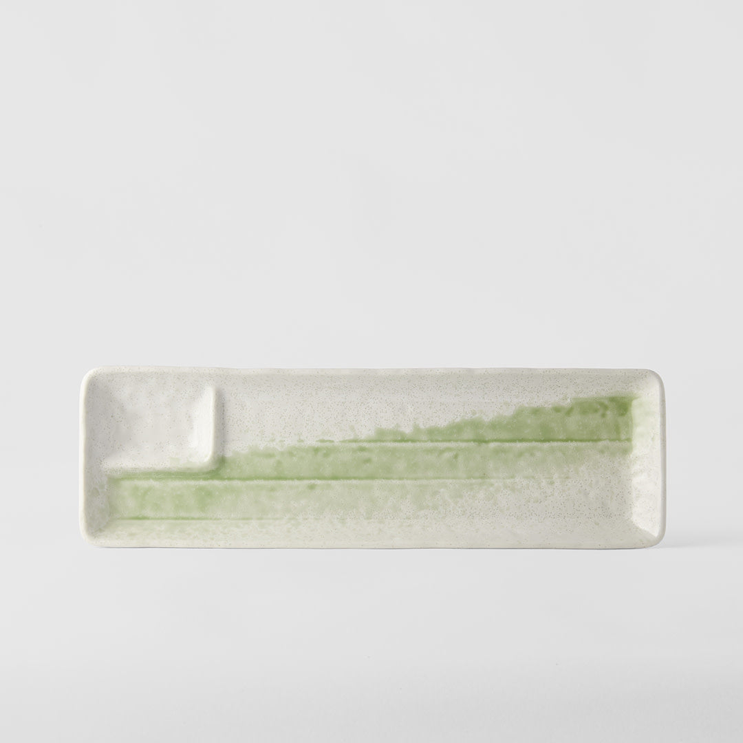 Dumpling Plate 33cm Green Brushstroke V637-C2867