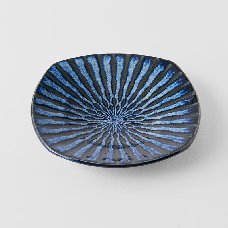 Plate Square 18cm Indigo Drip Glaze V637-C2887