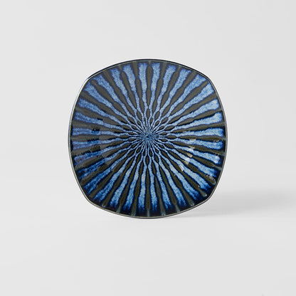Plate Square 18cm Indigo Drip Glaze V637-C2887