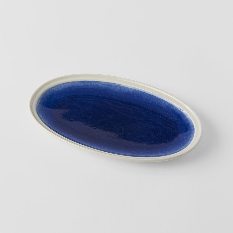 Plate Oval 22cm Ocean Blue Glaze V637-C2913