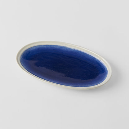 Plate Oval 22cm Ocean Blue Glaze V637-C2913