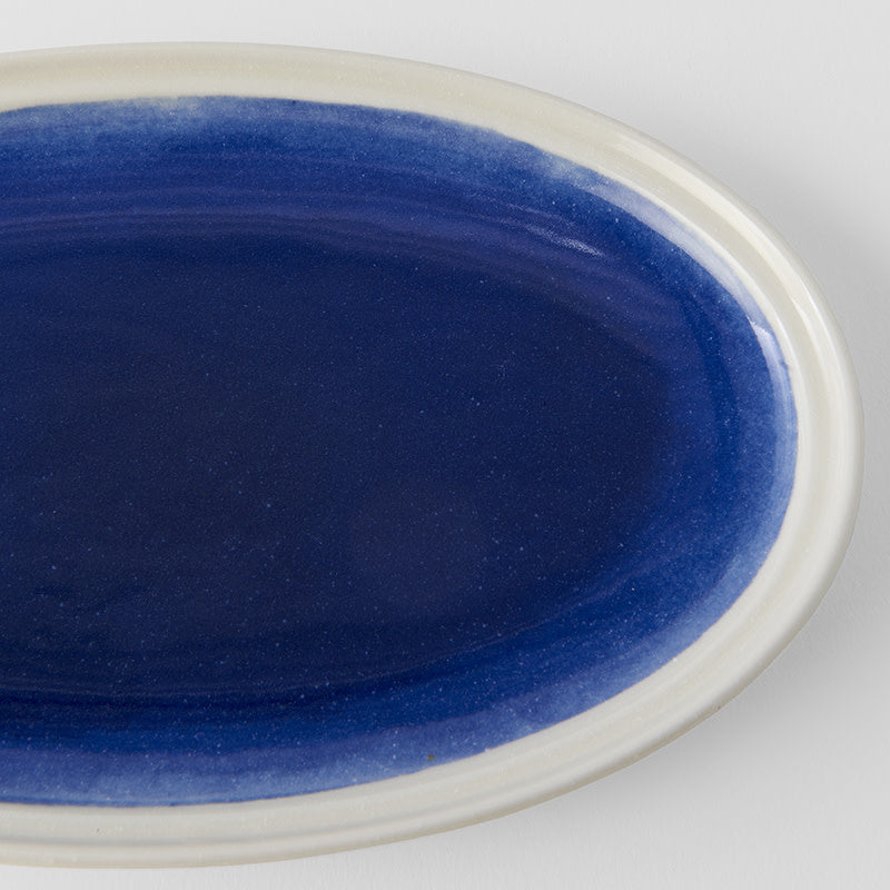 Plate Oval 22cm Ocean Blue Glaze V637-C2913