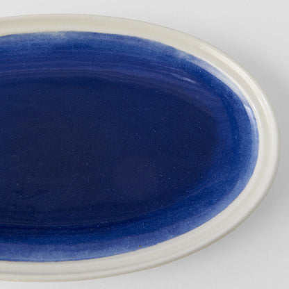 Plate Oval 22cm Ocean Blue Glaze V637-C2913