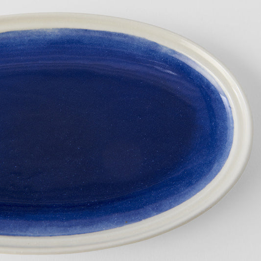 Plate Oval 22cm Ocean Blue Glaze V637-C2913