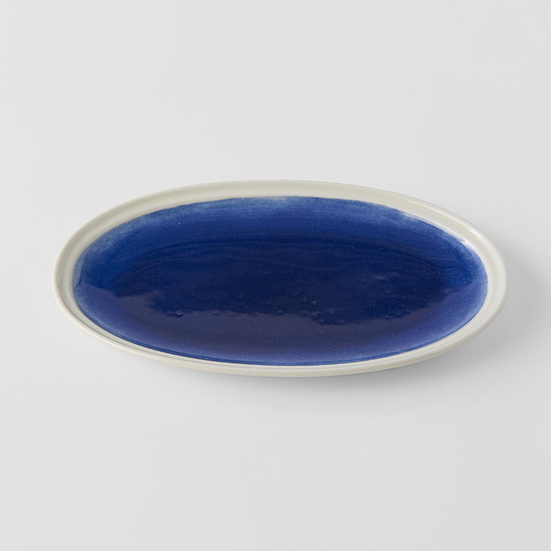 Plate Oval 22cm Ocean Blue Glaze V637-C2913