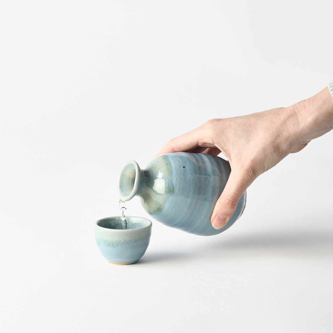 Sake Jug 280ml Crazed Blue Glaze V637-C2947