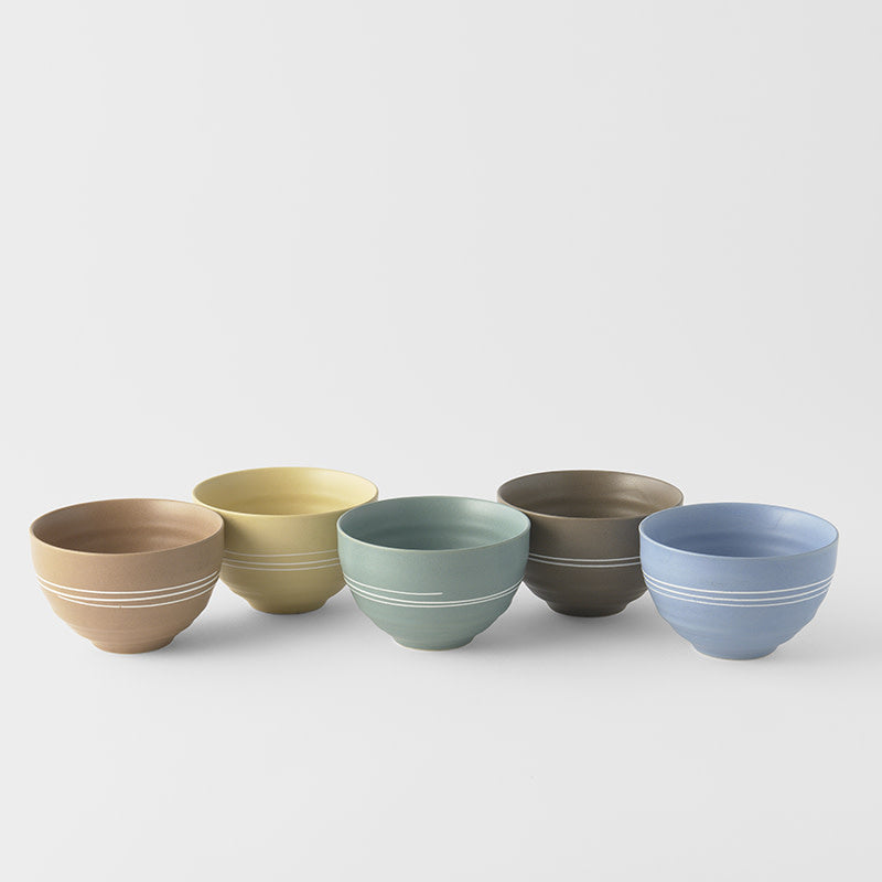 Bowl Set 5pcs 250ml Pastel Glazes V637-C3083