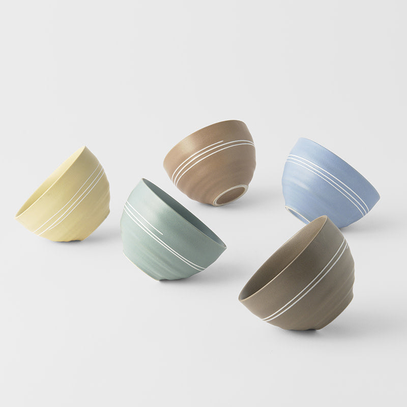 Bowl Set 5pcs 250ml Pastel Glazes V637-C3083