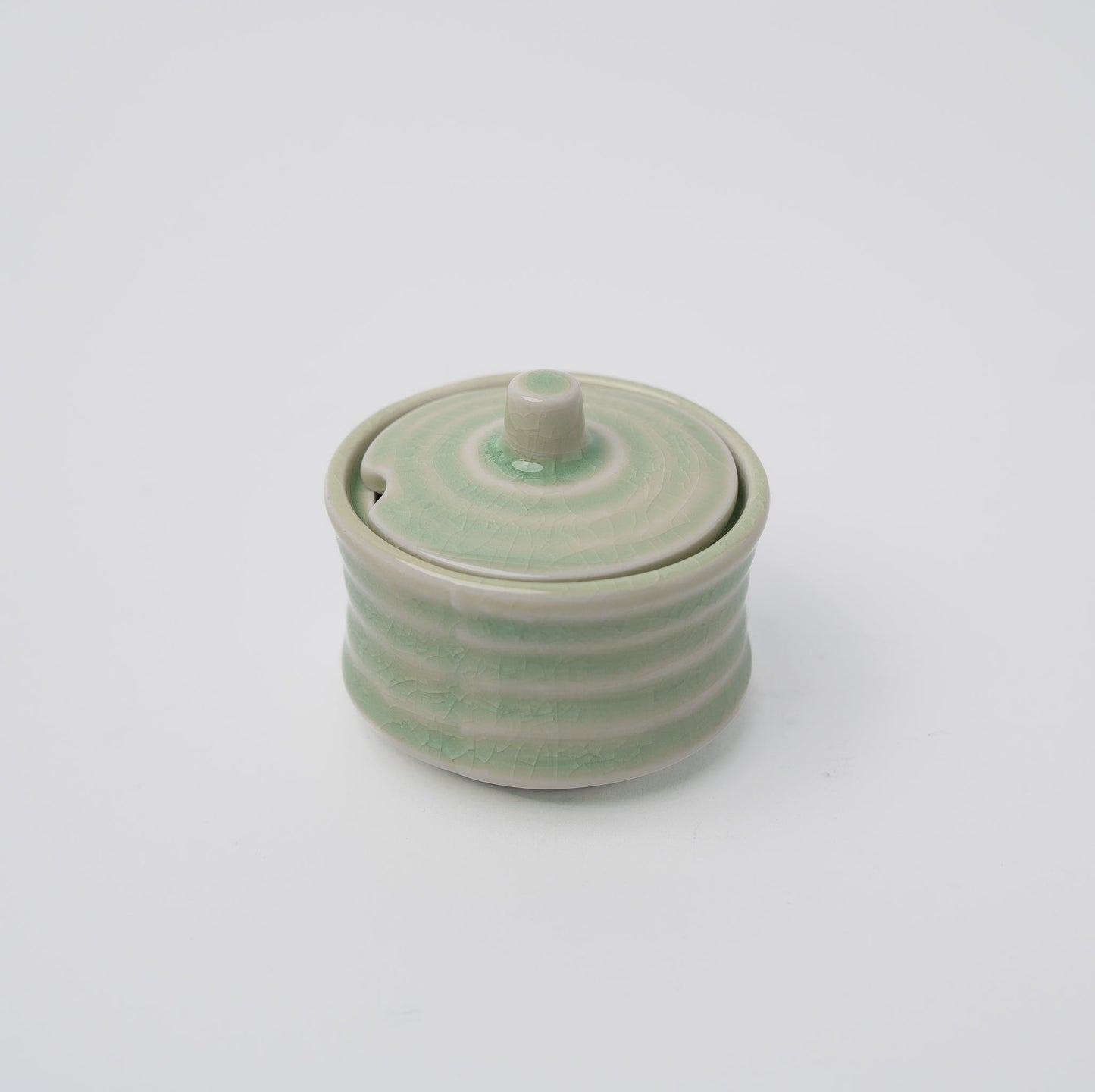 Sugar Pot 5.3cm Ribbed Celadon Glaze V637-C3157