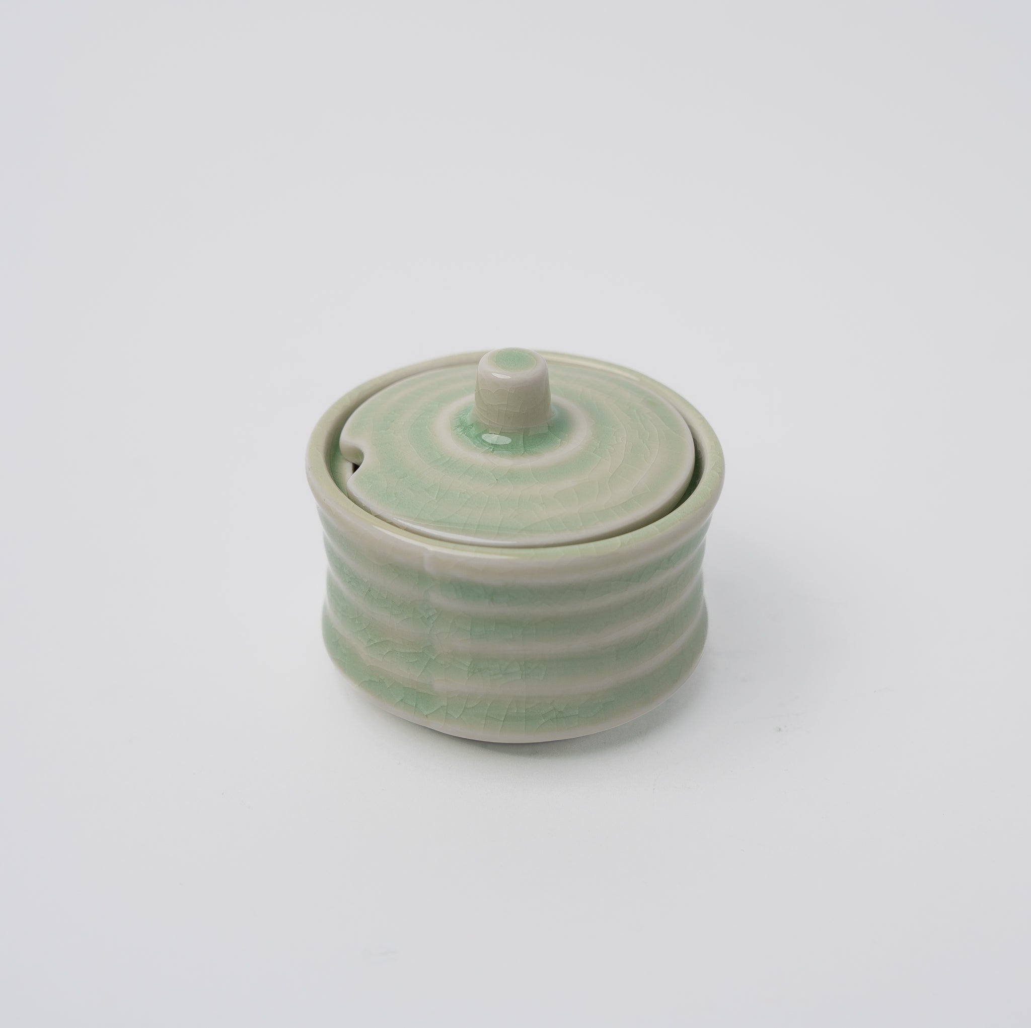 Sugar Pot 5.3cm Ribbed Celadon Glaze V637-C3157