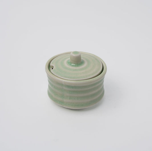 Sugar Pot 5.3cm Ribbed Celadon Glaze V637-C3157