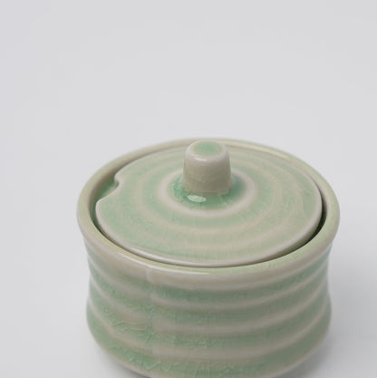 Sugar Pot 5.3cm Ribbed Celadon Glaze V637-C3157
