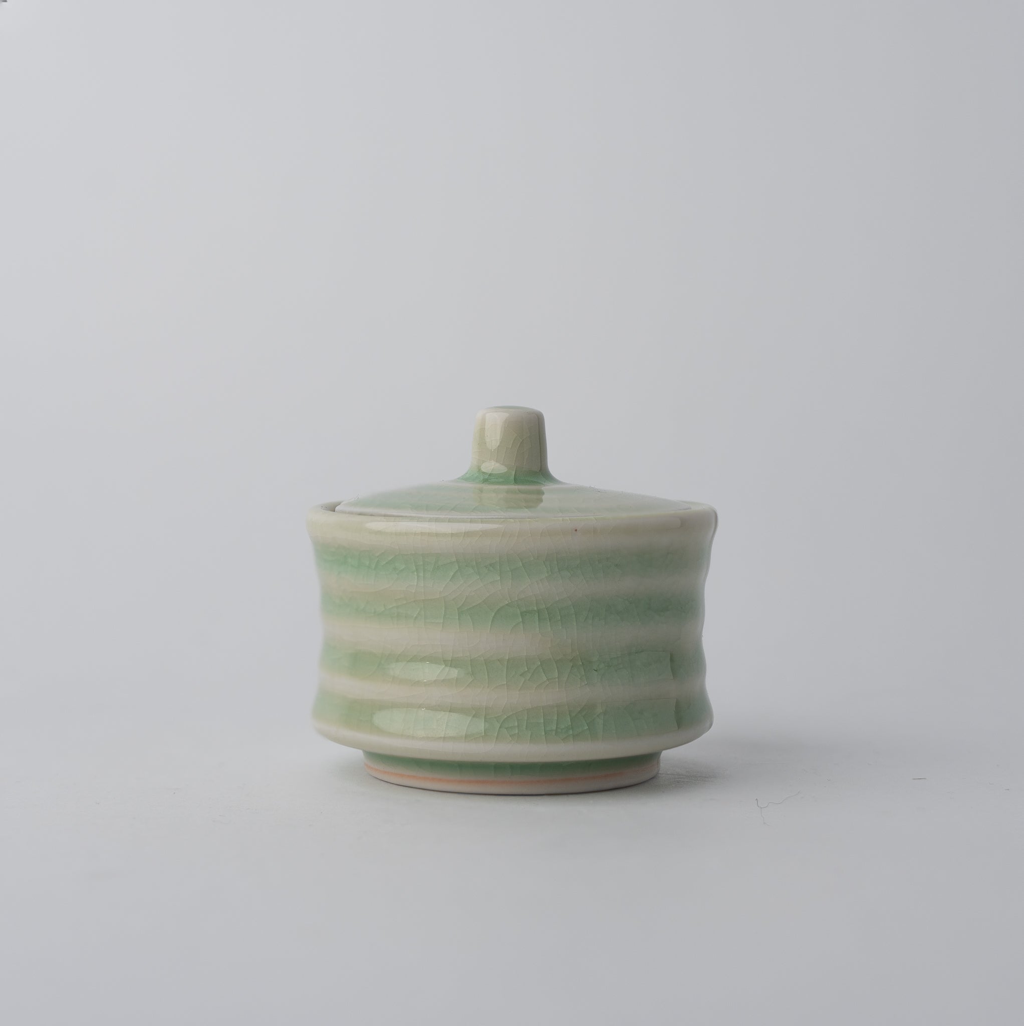 Sugar Pot 5.3cm Ribbed Celadon Glaze V637-C3157