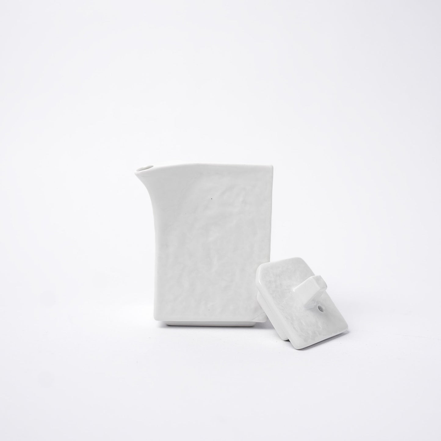 Soy Pot Squared 150ml Textured White Glaze V637-C3158