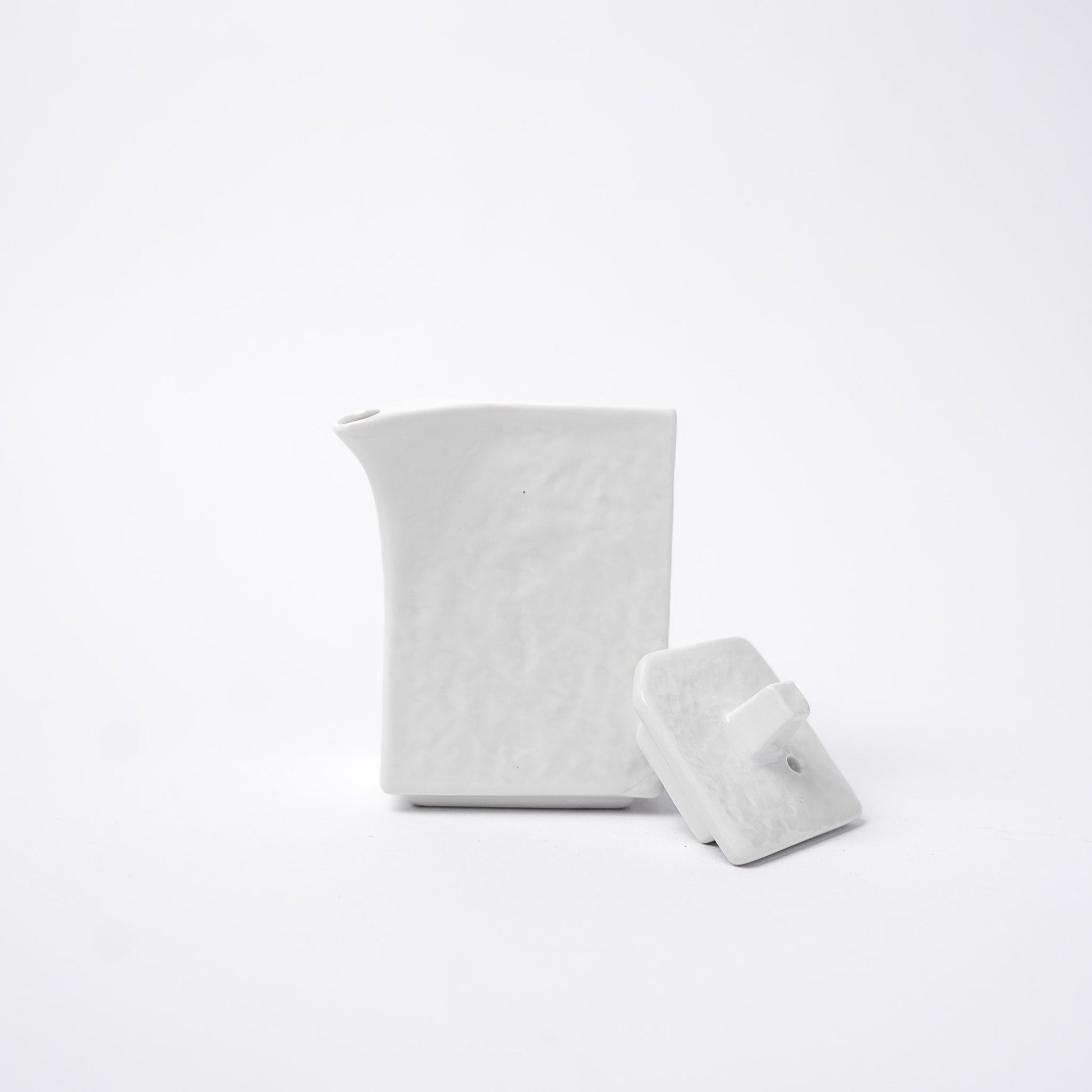 Soy Pot Squared 150ml Textured White Glaze V637-C3158