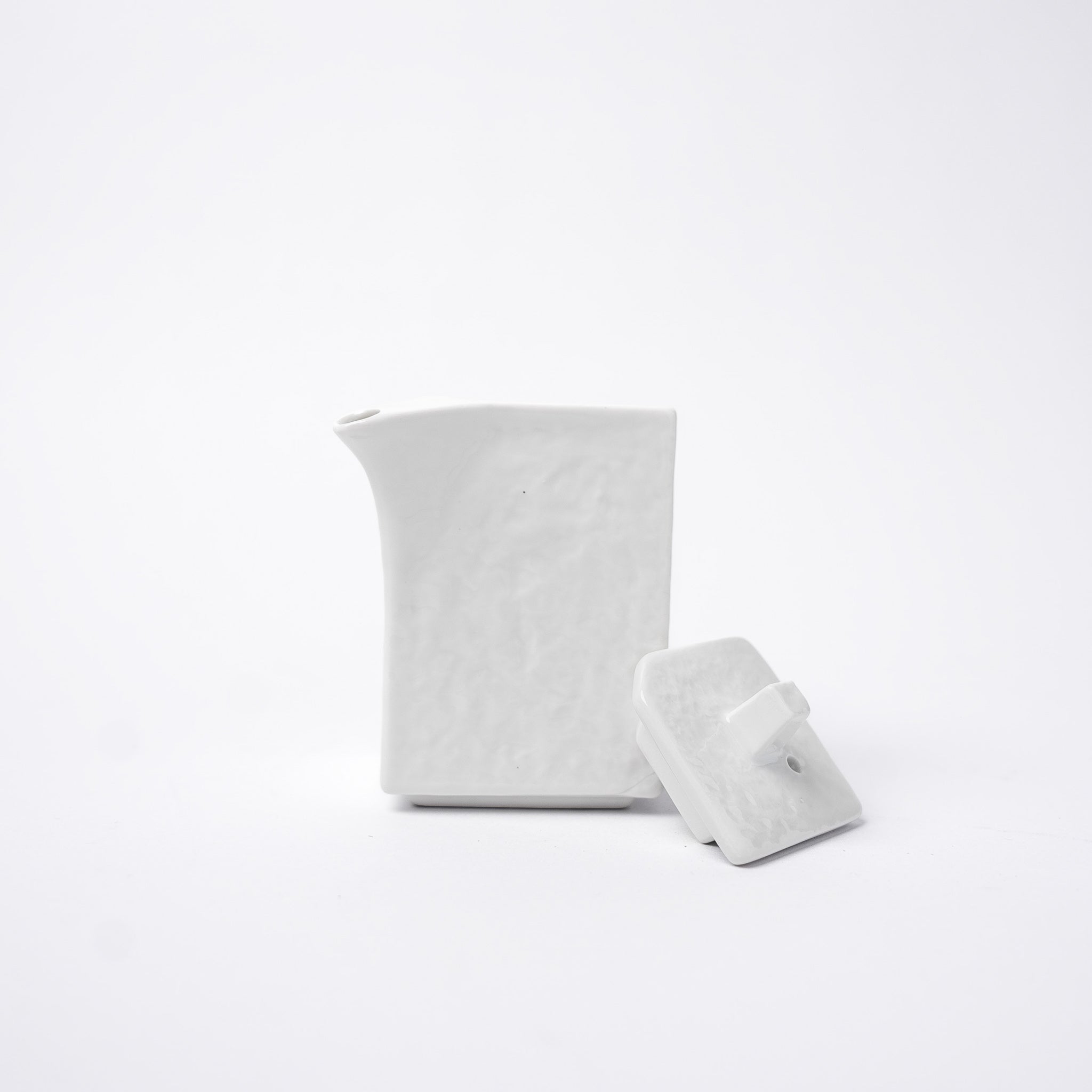 Soy Pot Squared 150ml Textured White Glaze V637-C3158
