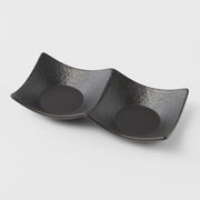 Two Section Sauce Dish Matt Black Glaze V637-C3160