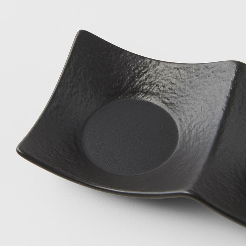 Two Section Sauce Dish Matt Black Glaze V637-C3160