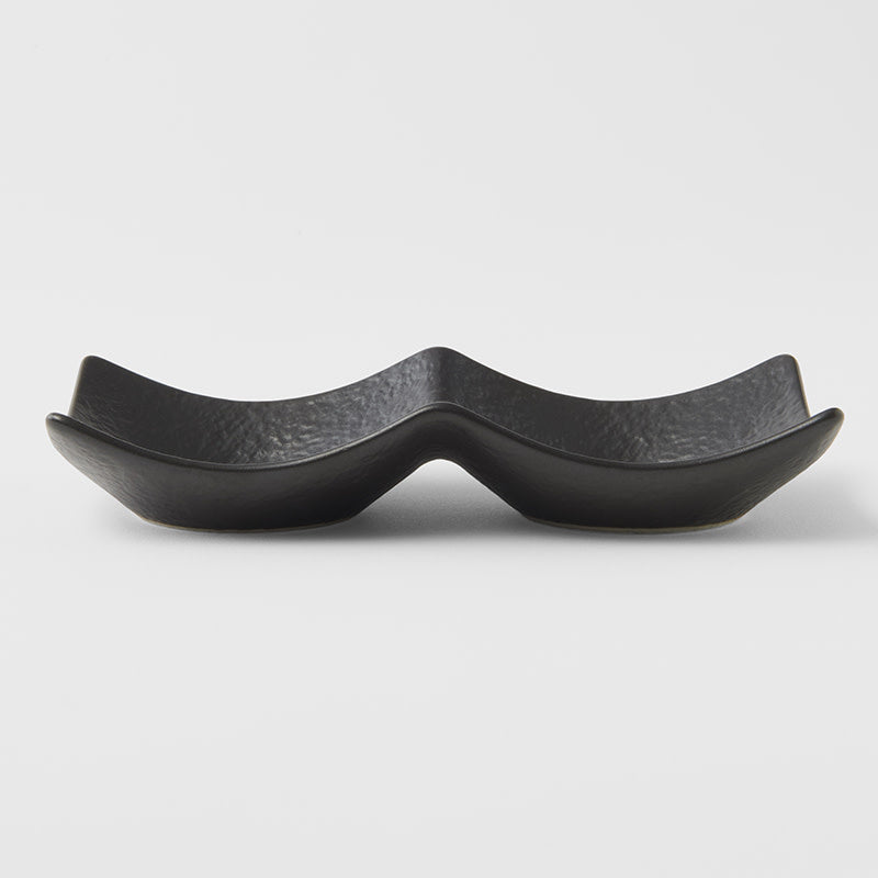 Two Section Sauce Dish Matt Black Glaze V637-C3160