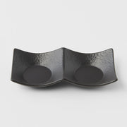 Two Section Sauce Dish Matt Black Glaze V637-C3160