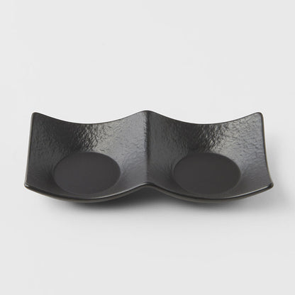 Two Section Sauce Dish Matt Black Glaze V637-C3160