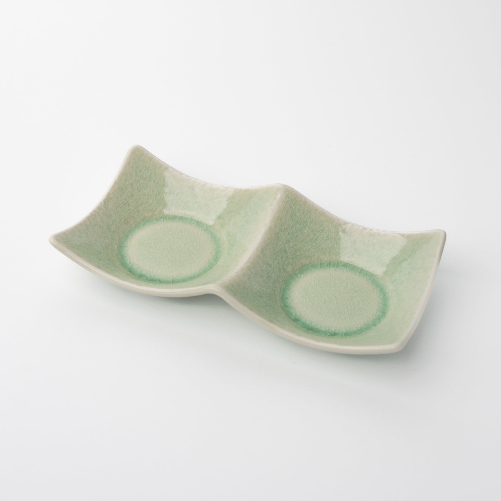 Two Section Sauce Dish Celadon Glaze V637-C3162