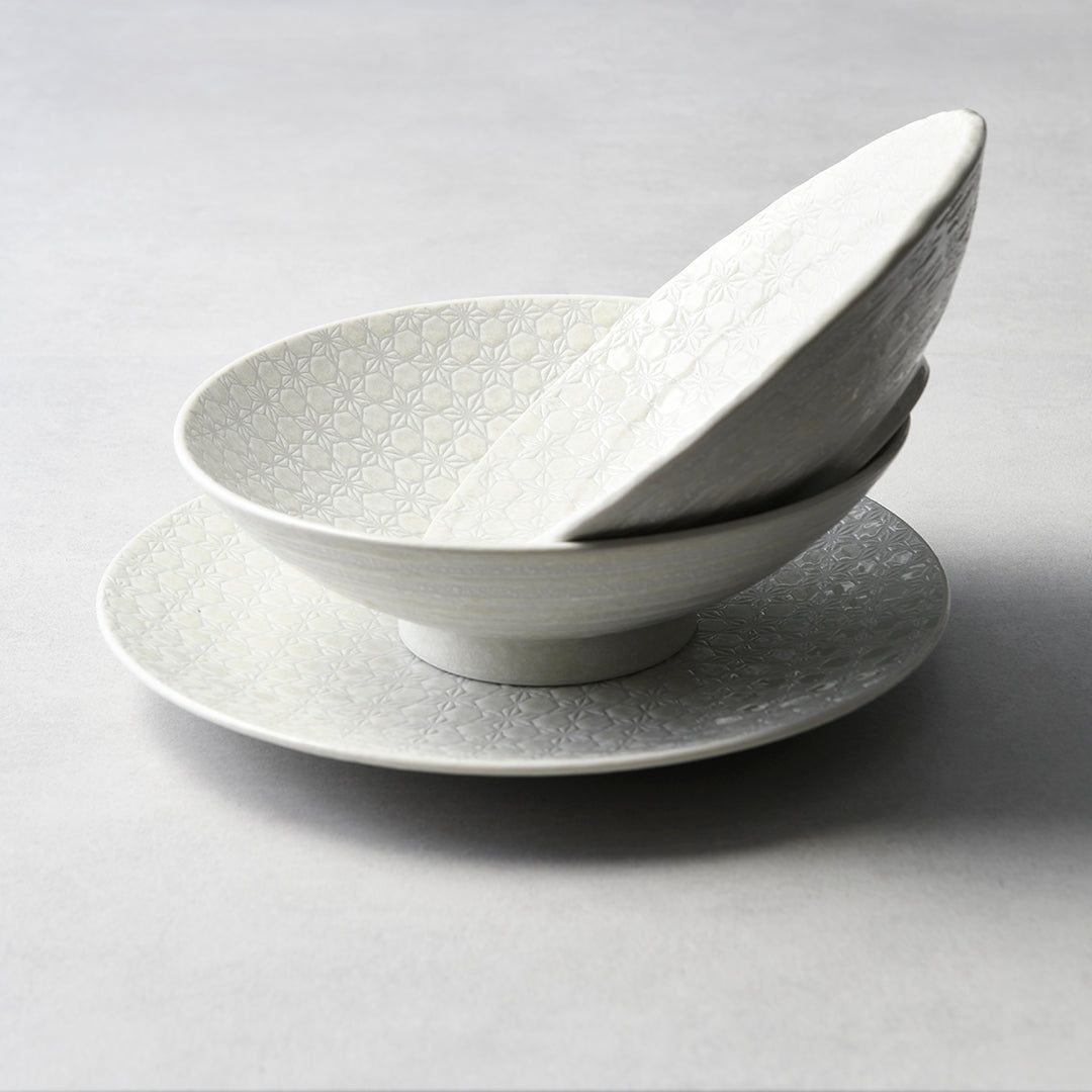 Udon Bowl 19.5cm White Star Glaze V637-C3264