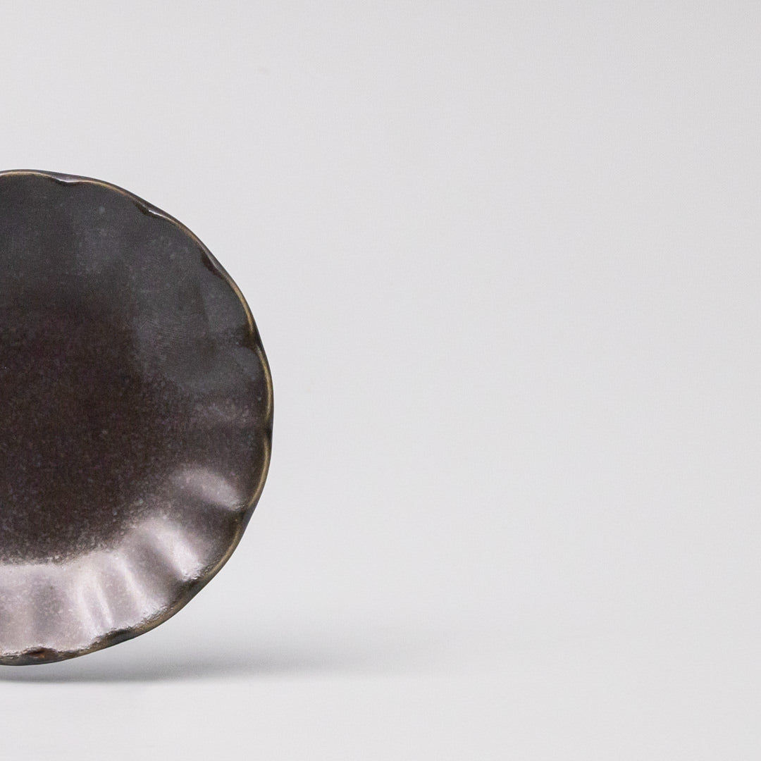 Sauce Dish 8cm Scallop Black Glaze V637-C3610