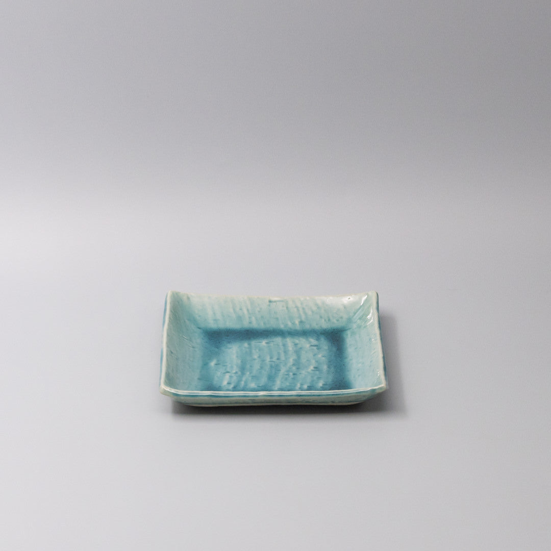Plate Square 17cm Crackle Turquoise Glaze V637-C3679