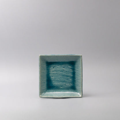 Plate Square 17cm Crackle Turquoise Glaze V637-C3679