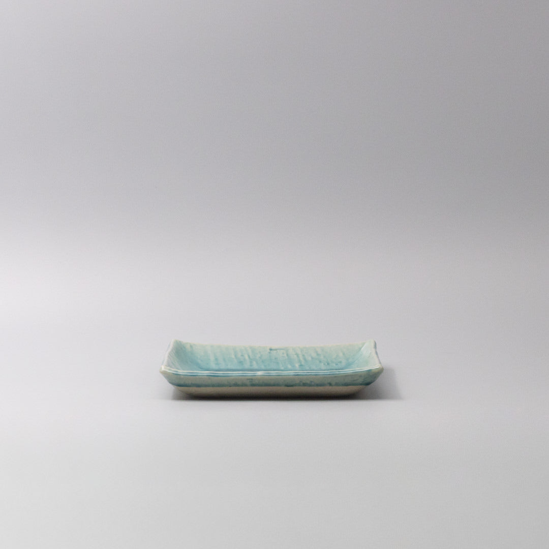 Plate Square 17cm Crackle Turquoise Glaze V637-C3679