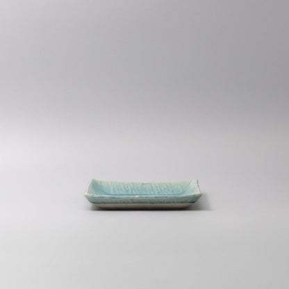 Plate Square 17cm Crackle Turquoise Glaze V637-C3679