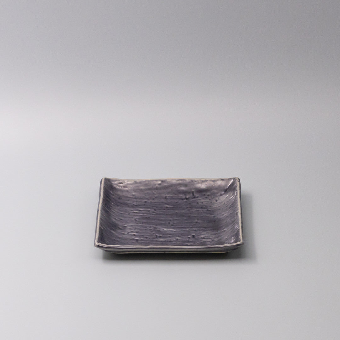 Plate Square 17cm Crackle Amethyst Glaze V637-C3680