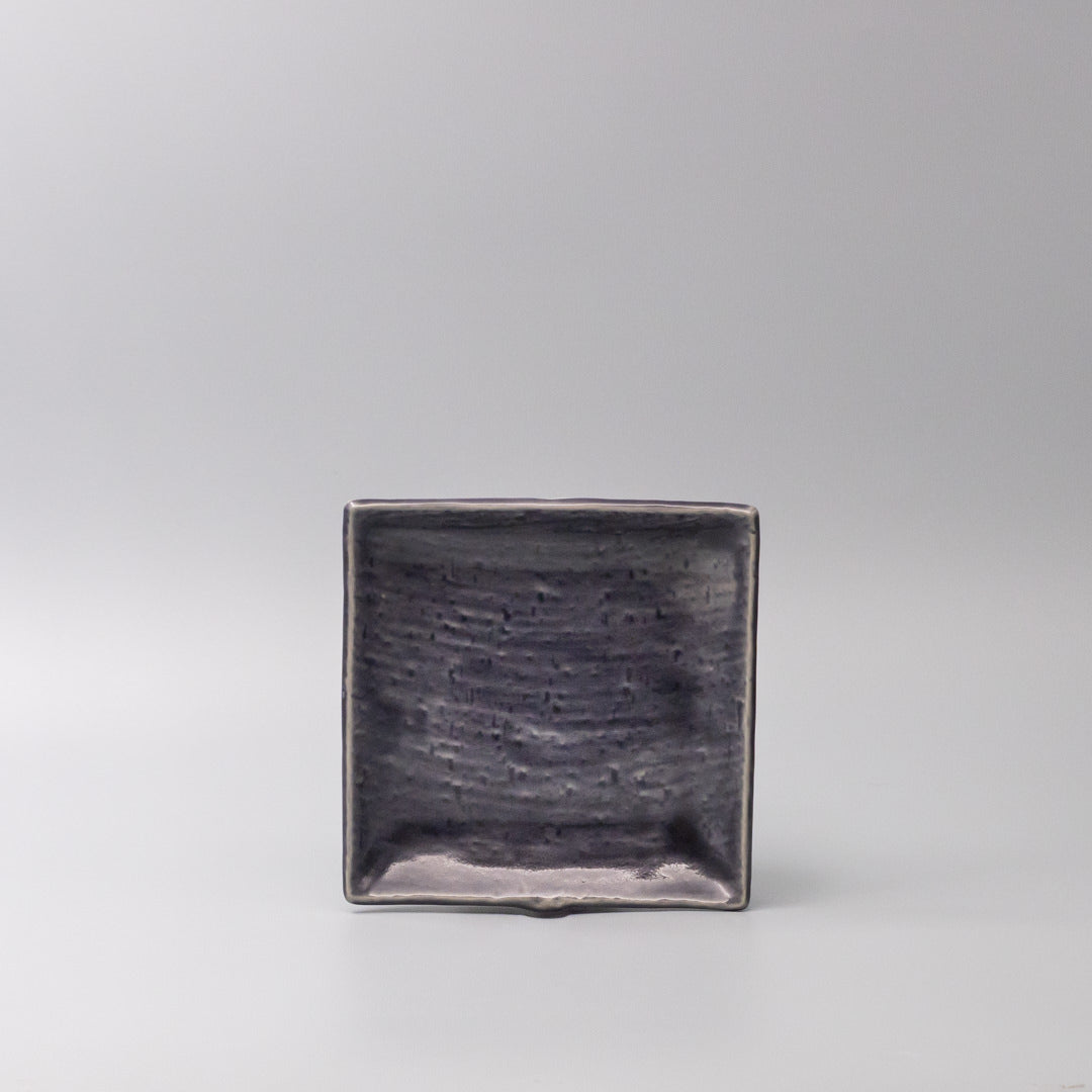 Plate Square 17cm Crackle Amethyst Glaze V637-C3680