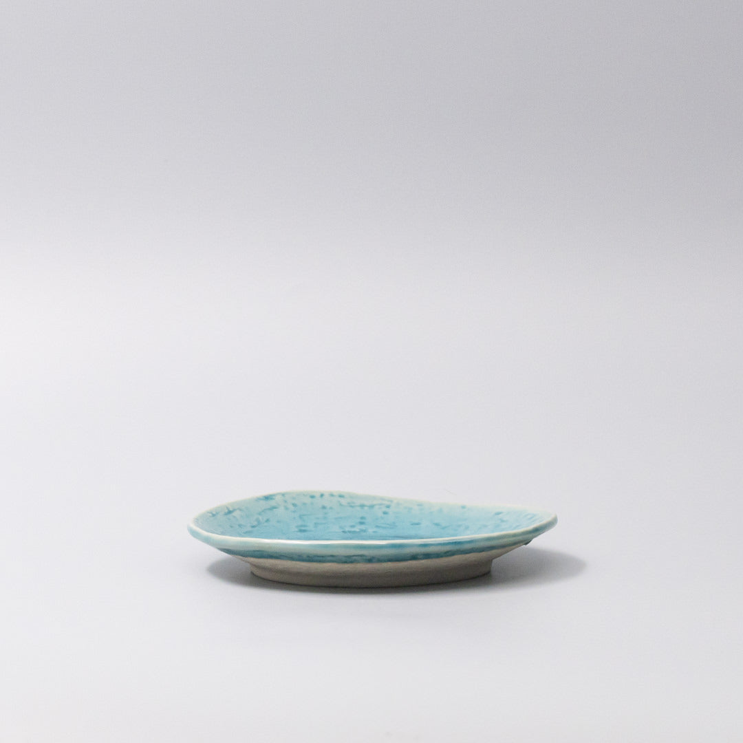 Plate Oval 15cm Crackle Turquoise Glaze V637-C3681